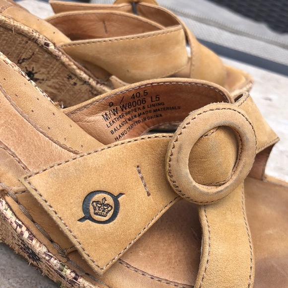 BORN Tropical Wedge Leather Strap Heeled Sandal - Picture 5 of 13